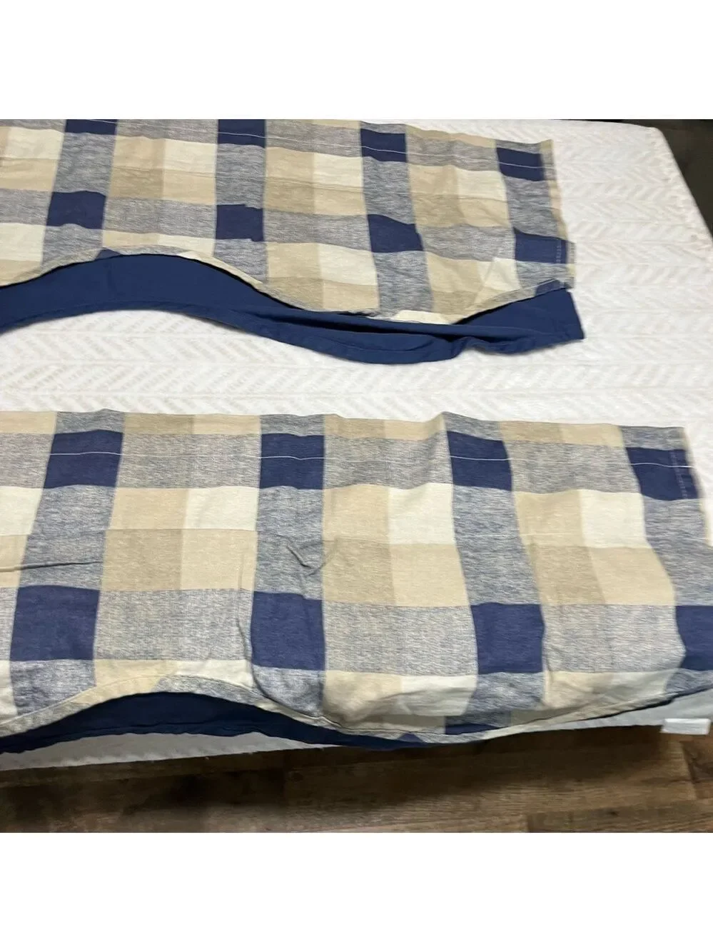 JC Penny Home Blue and Tan Plaid Valances
